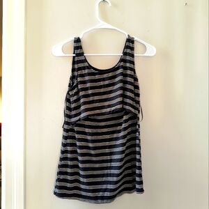 Striped Black and White Women's Top Maternity Dress Shirt